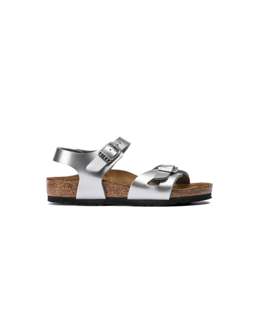 Birkenstock Kids Rio Birko-Flor Electric Metallic Silver Sandals
